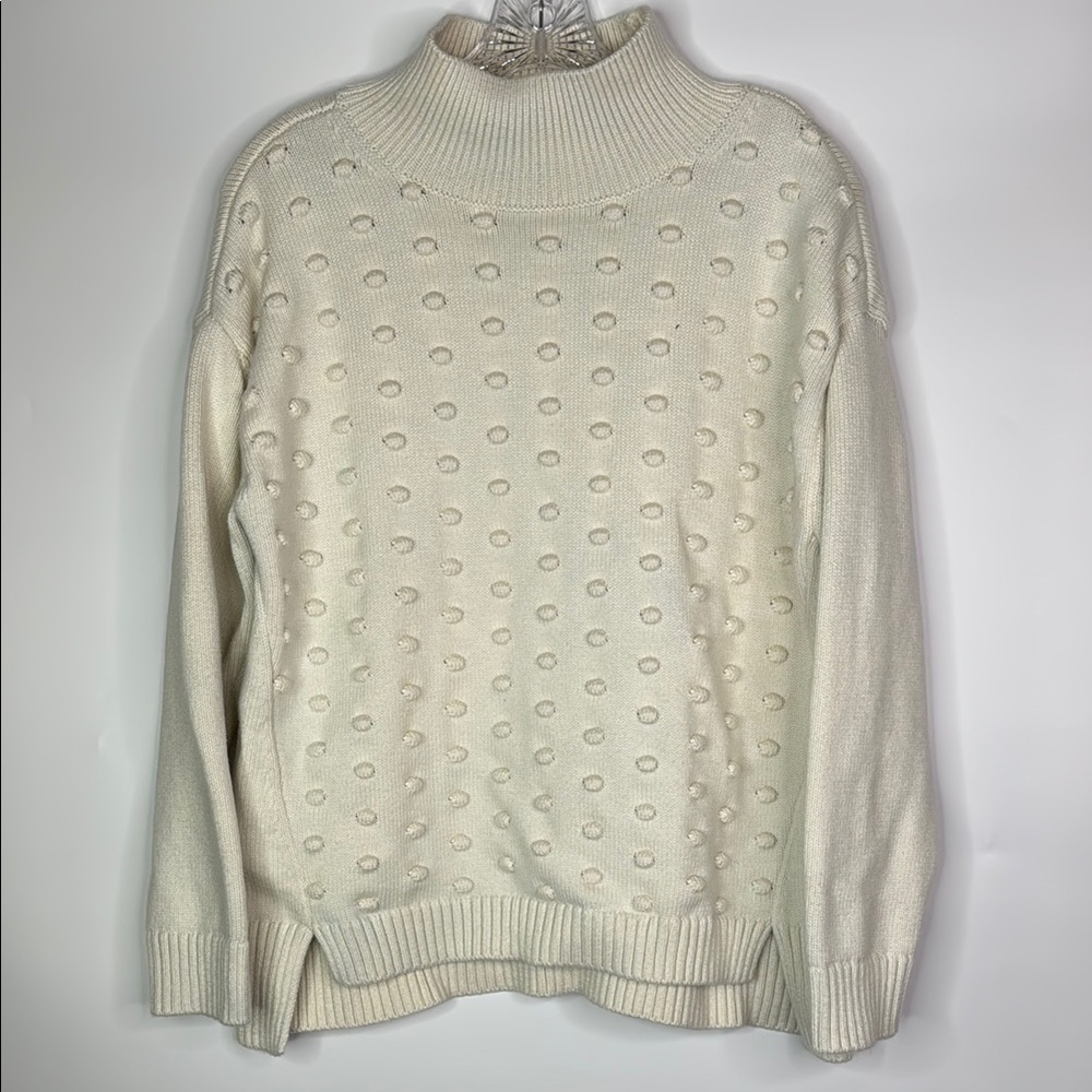 Talbots Cream Turtleneck Popcorn Sweater Size X